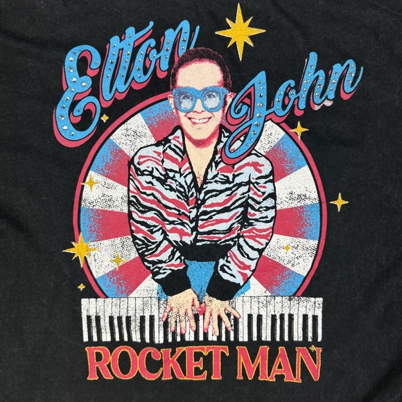 Vintage Elton John Bedazzled T-Shirt  Large Rocket Man Pop Rock Concert Band Tee - Picture 1 of 5